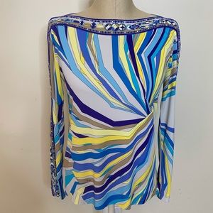 Emilio Pucci Rare Geometric Boat Neck Blouse